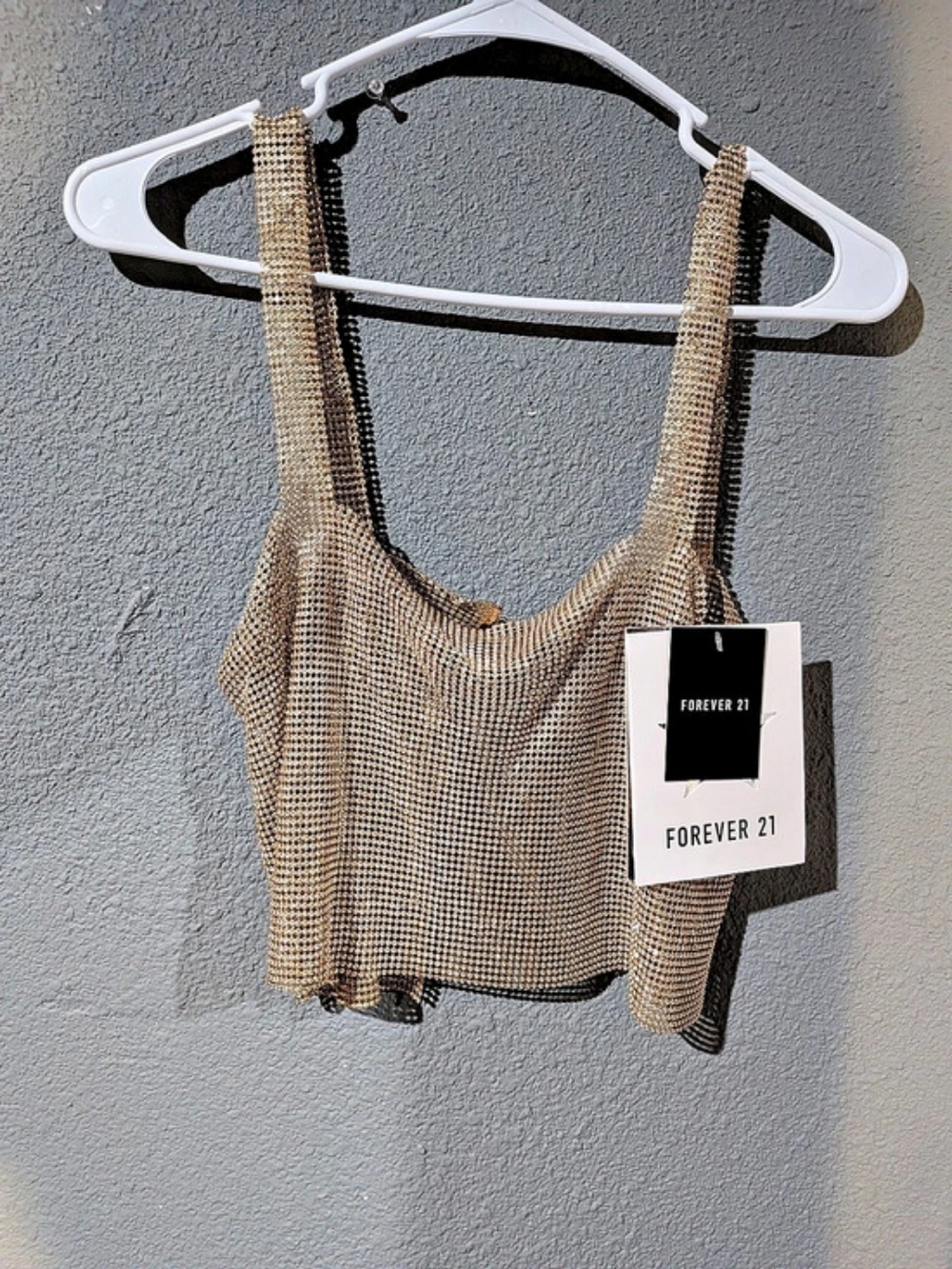 Forever 21 Rhinestone Chainmail Crop Top God